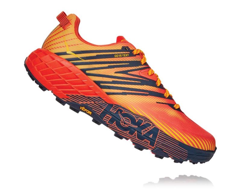 Hoka One One Speedgoat 4 GORE-TEX - Tenis Corrida Trilha Homem Vermelhas / Douradas | PT-SpEAkLt